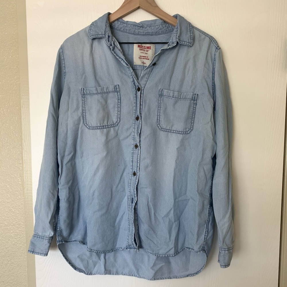 Boyfriend cut denim button up